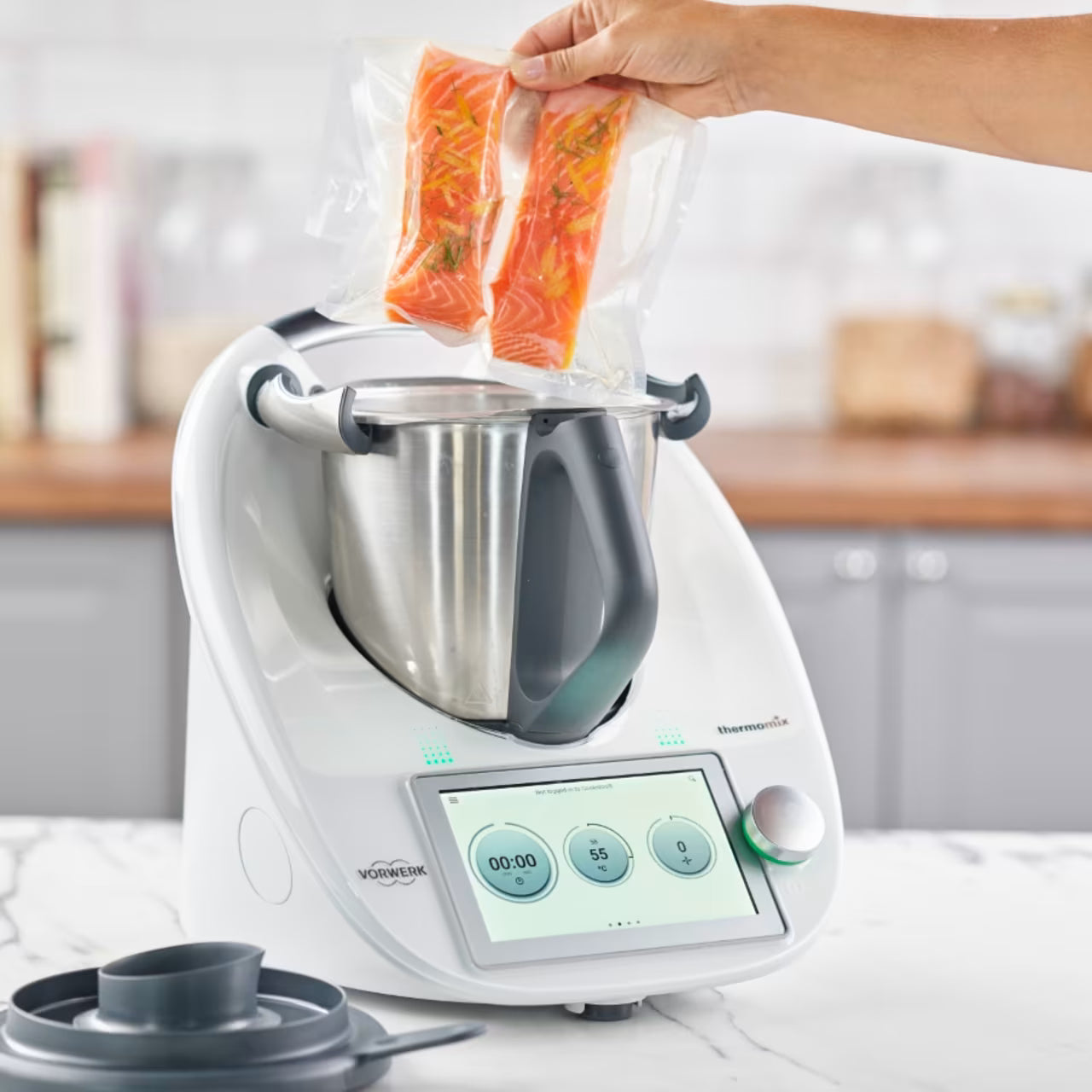 Sous-vide salmon prepared in the Vorwerk Thermomix TM6